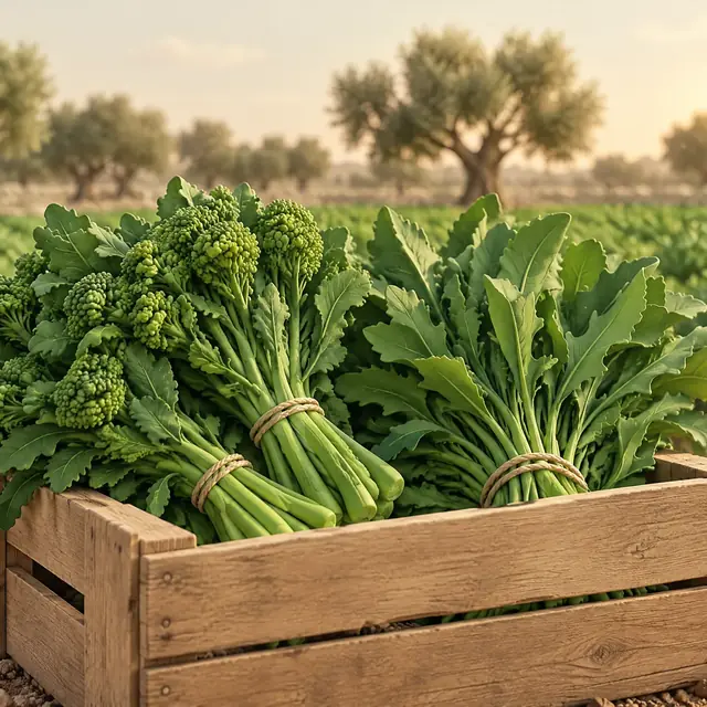 Mazzi di cime di rapa e cicorie